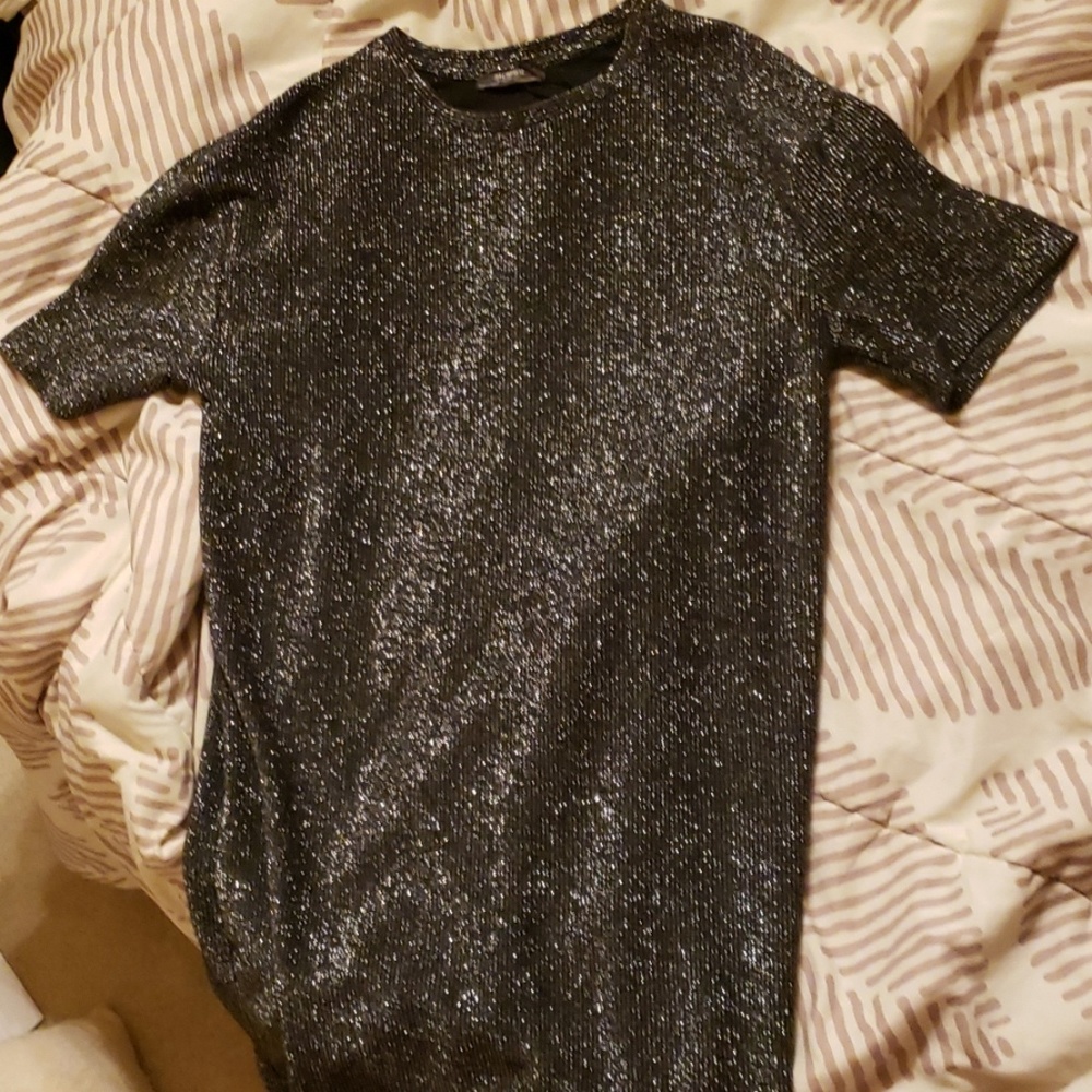 Mini silver glitter dress